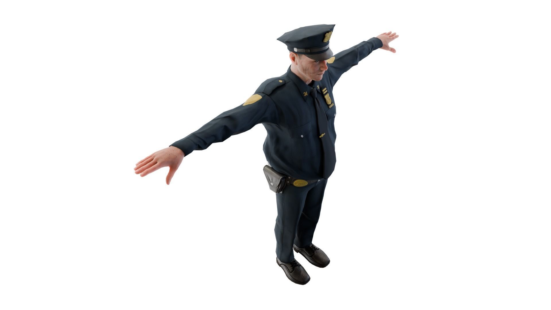 Grizzled Guardian - Authentic 3D Model of an Old Police Man 3D model_5