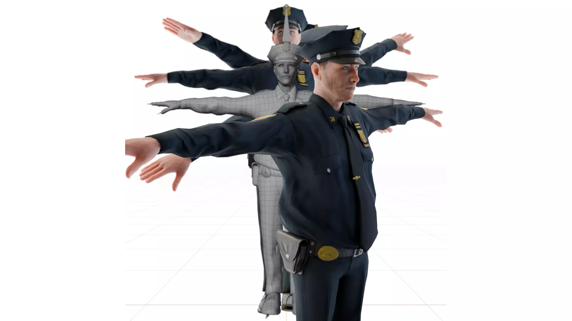 Grizzled Guardian - Authentic 3D Model of an Old Police Man 3D model_0