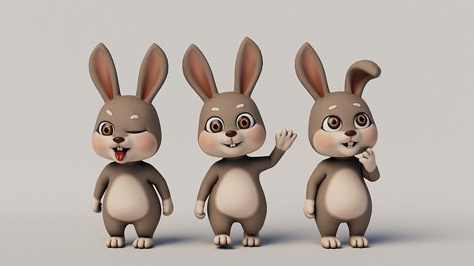 Rigged Cartoon Rabbit 3D model