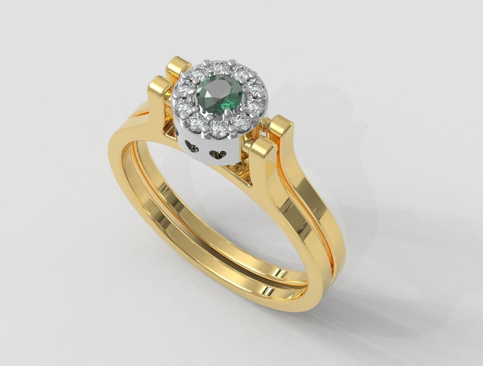 Double Face Ring - 3mm Gemstone 3D print model_5