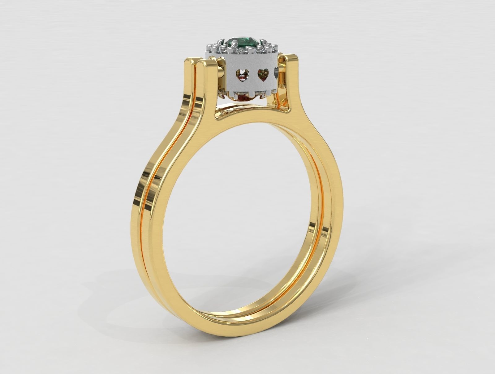 Double Face Ring - 3mm Gemstone 3D print model_4