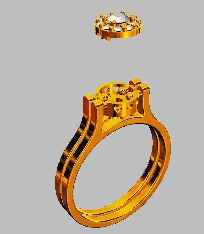 Double Face Ring - 3mm Gemstone 3D print model_13