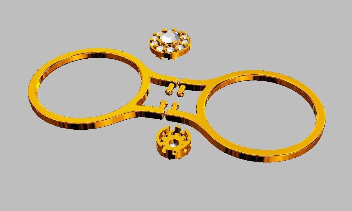 Double Face Ring - 3mm Gemstone 3D print model_9