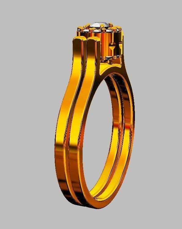 Double Face Ring - 3mm Gemstone 3D print model_18