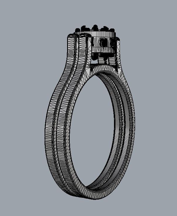 Double Face Ring - 3mm Gemstone 3D print model_20