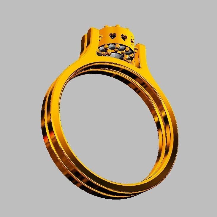 Double Face Ring - 3mm Gemstone 3D print model_16