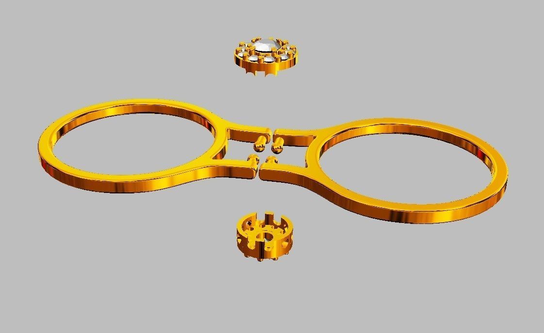 Double Face Ring - 3mm Gemstone 3D print model_10