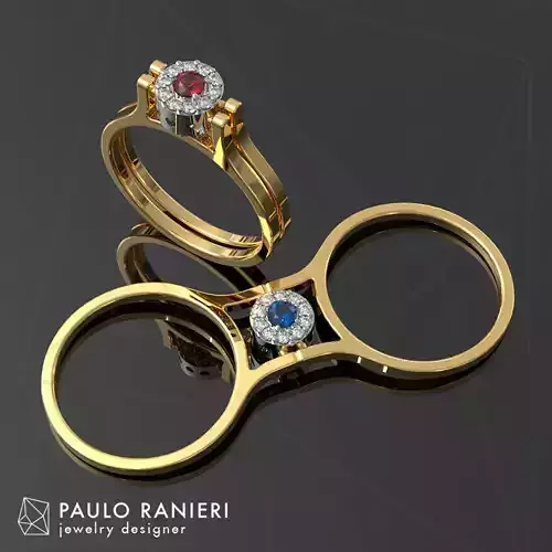 Double Face Ring - 3mm Gemstone 3D print model Double Face Ring - 3mm Gemstone 3D print model