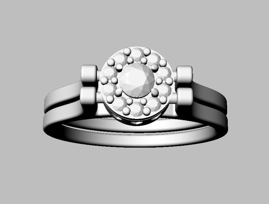 Double Face Ring - 3mm Gemstone 3D print model_23