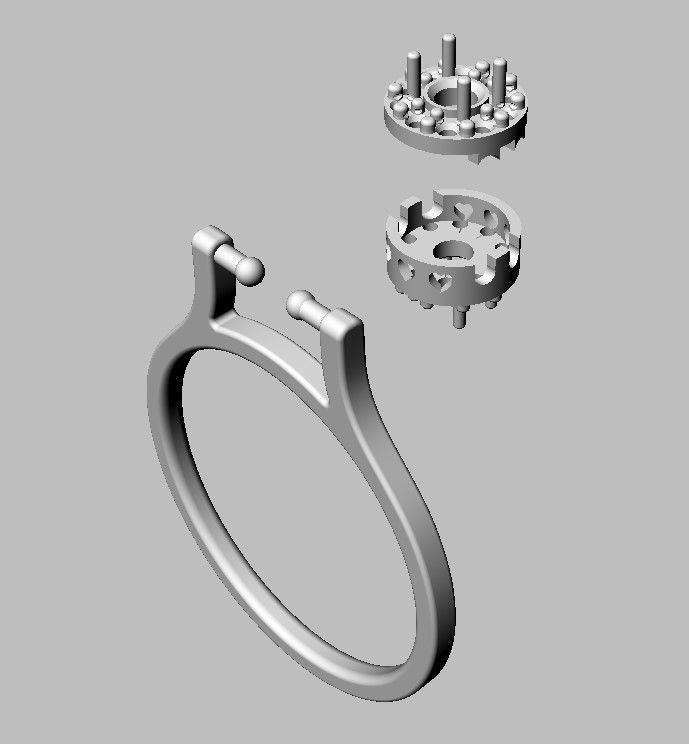 Double Face Ring - 3mm Gemstone 3D print model_12