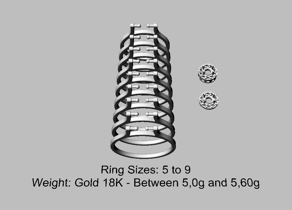 Double Face Ring - 3mm Gemstone 3D print model_6