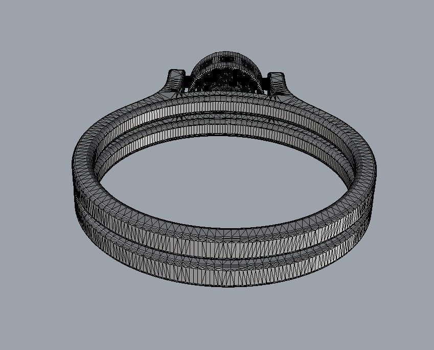 Double Face Ring - 3mm Gemstone 3D print model_21