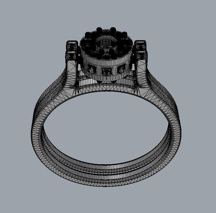 Double Face Ring - 3mm Gemstone 3D print model_19