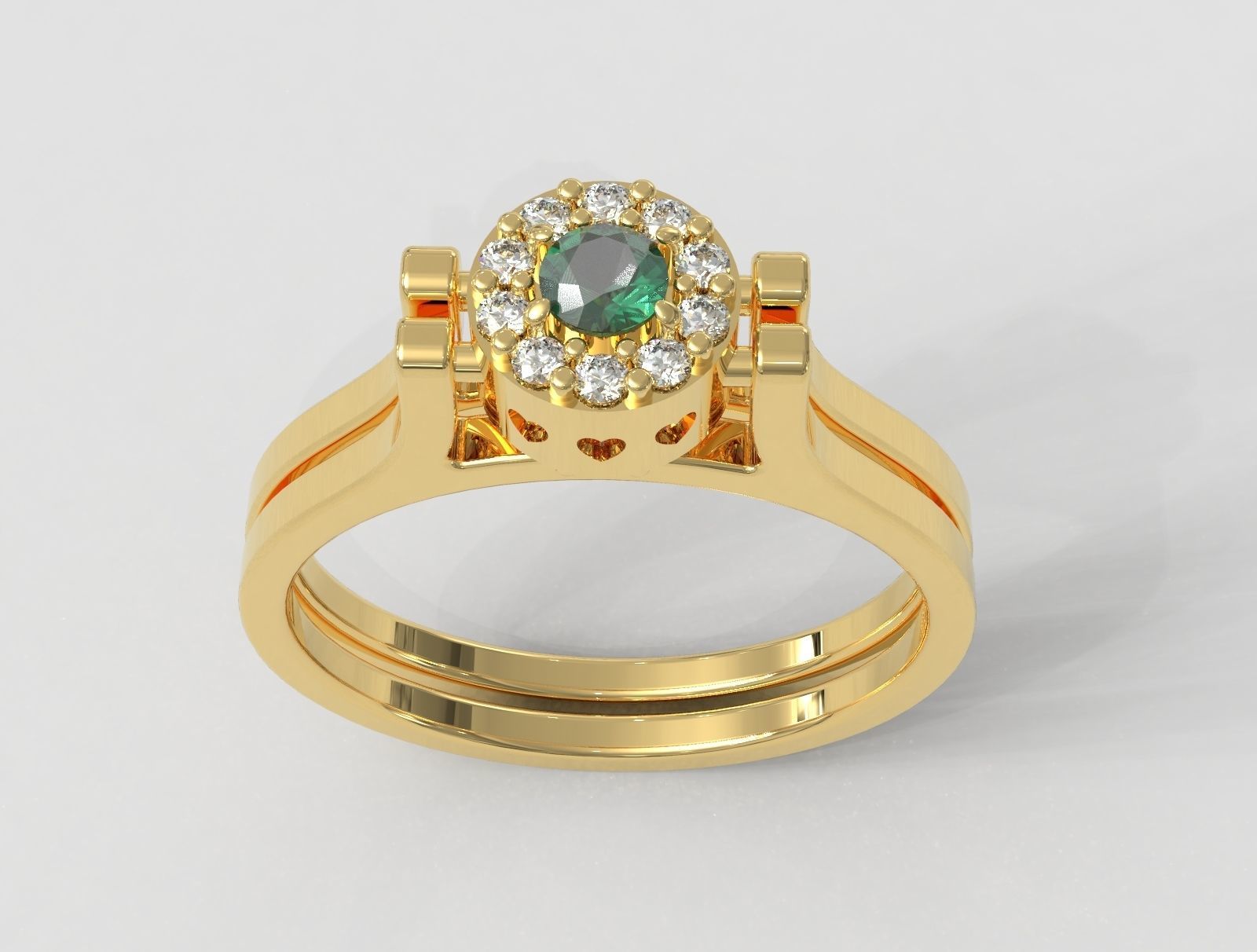 Double Face Ring - 3mm Gemstone 3D print model_3