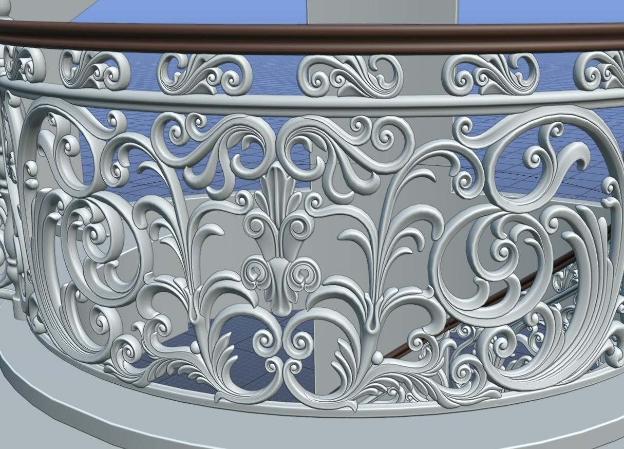 Staircase railings 2 Low-poly 3D model_7