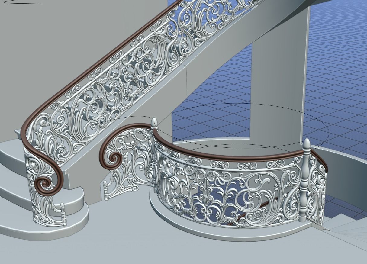 Staircase railings 2 Low-poly 3D model_4