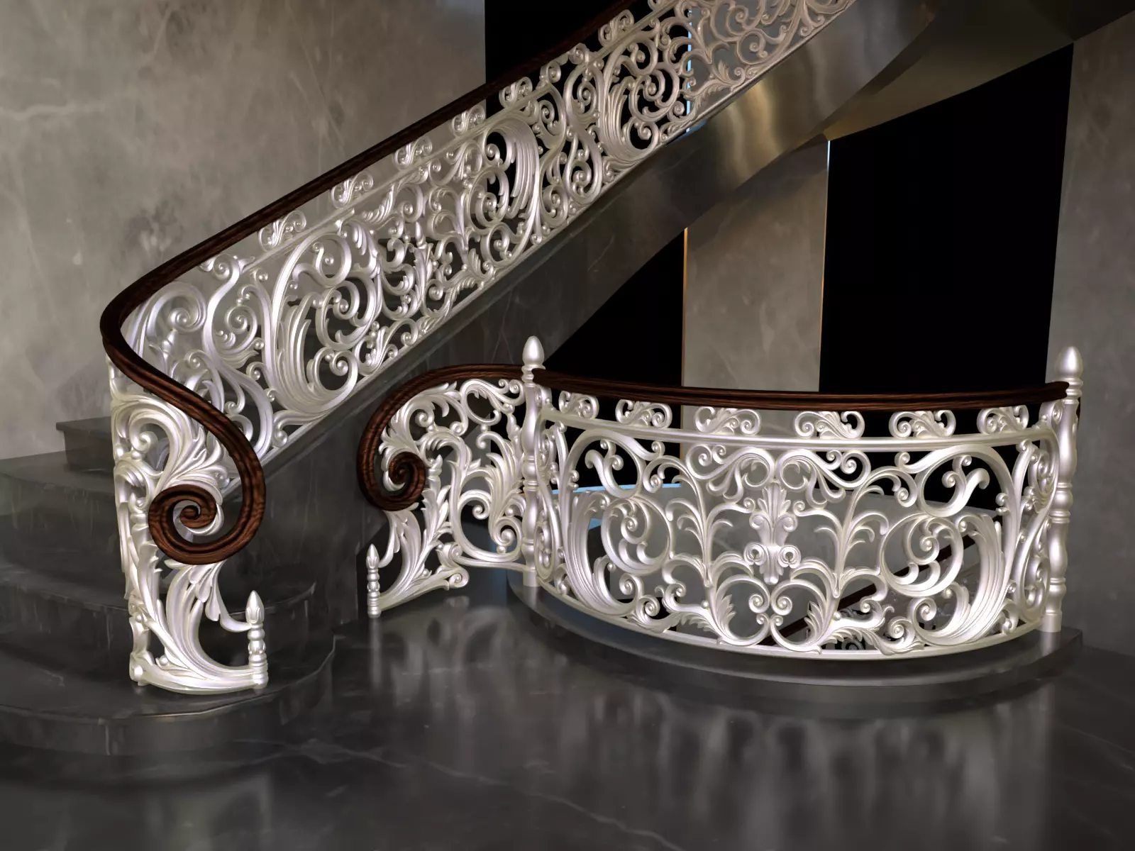 Staircase railings 2 Low-poly 3D model_0