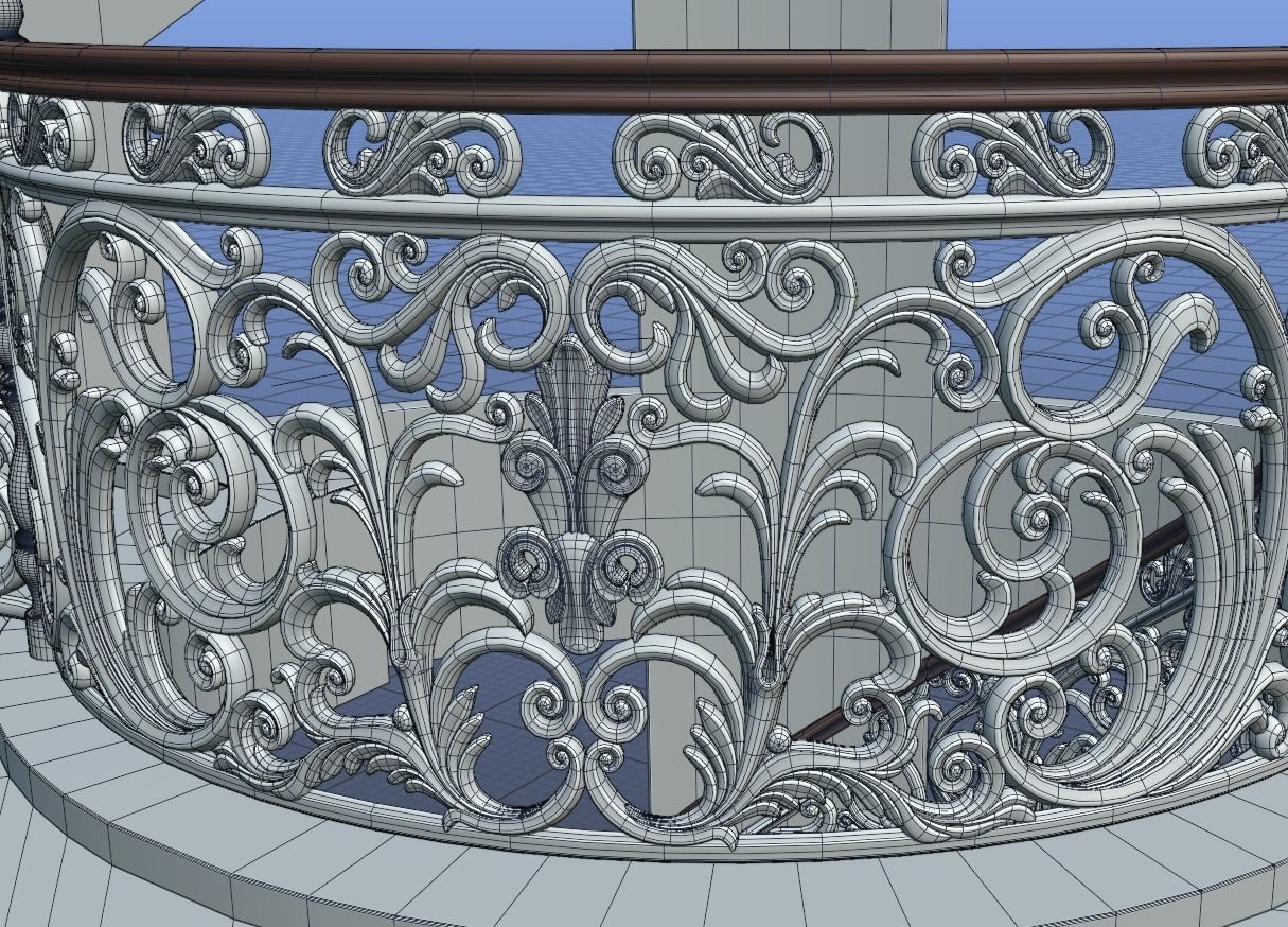 Staircase railings 2 Low-poly 3D model_6