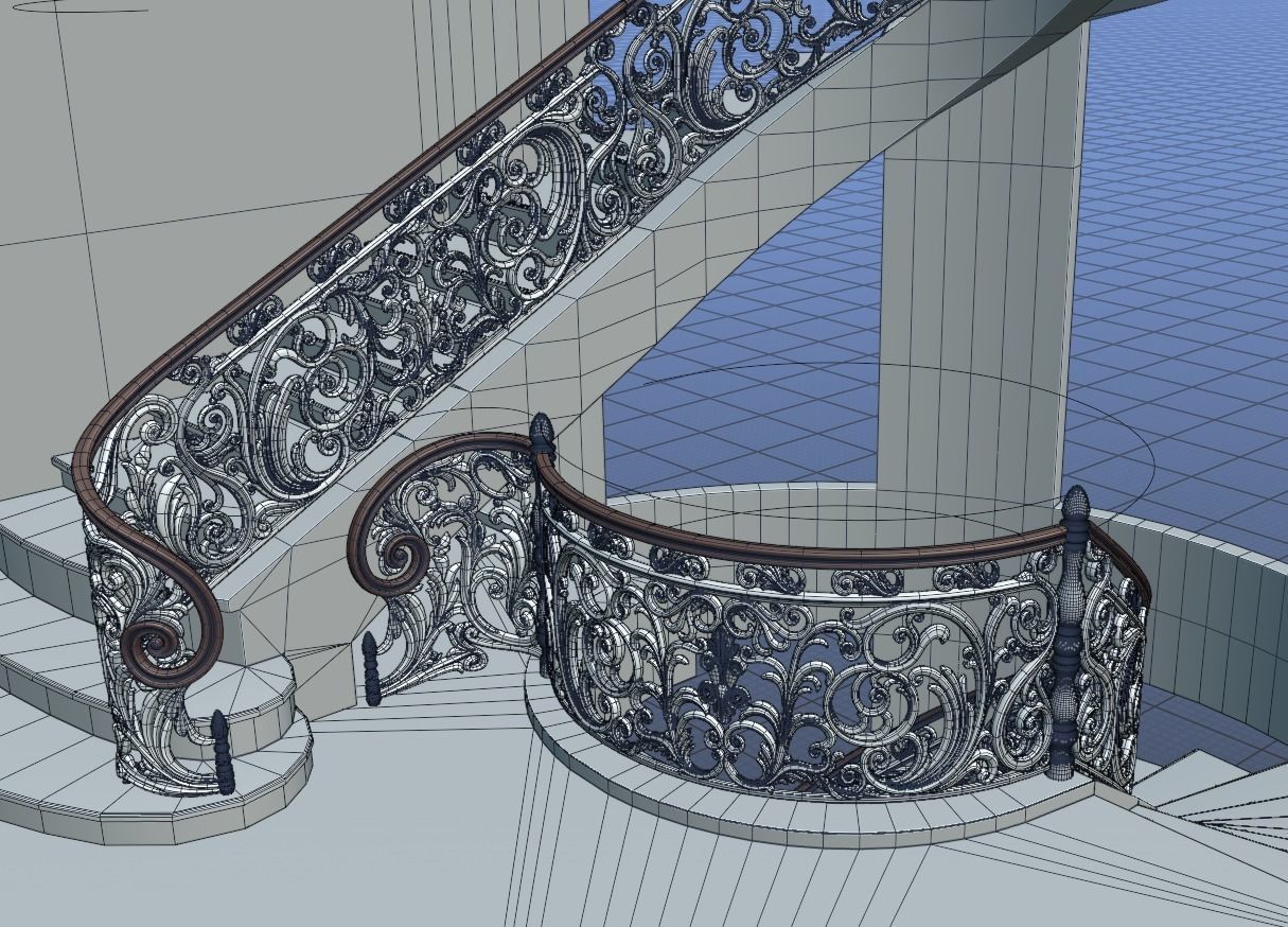 Staircase railings 2 Low-poly 3D model_5