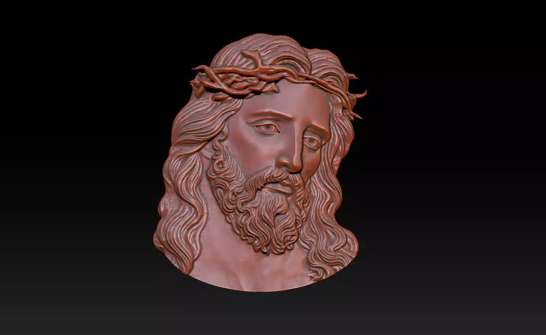 Jesus Face Bas Relief 3D print model