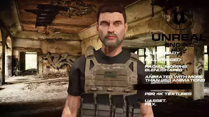 Zombie Hunter  full rigged - game ready - animated