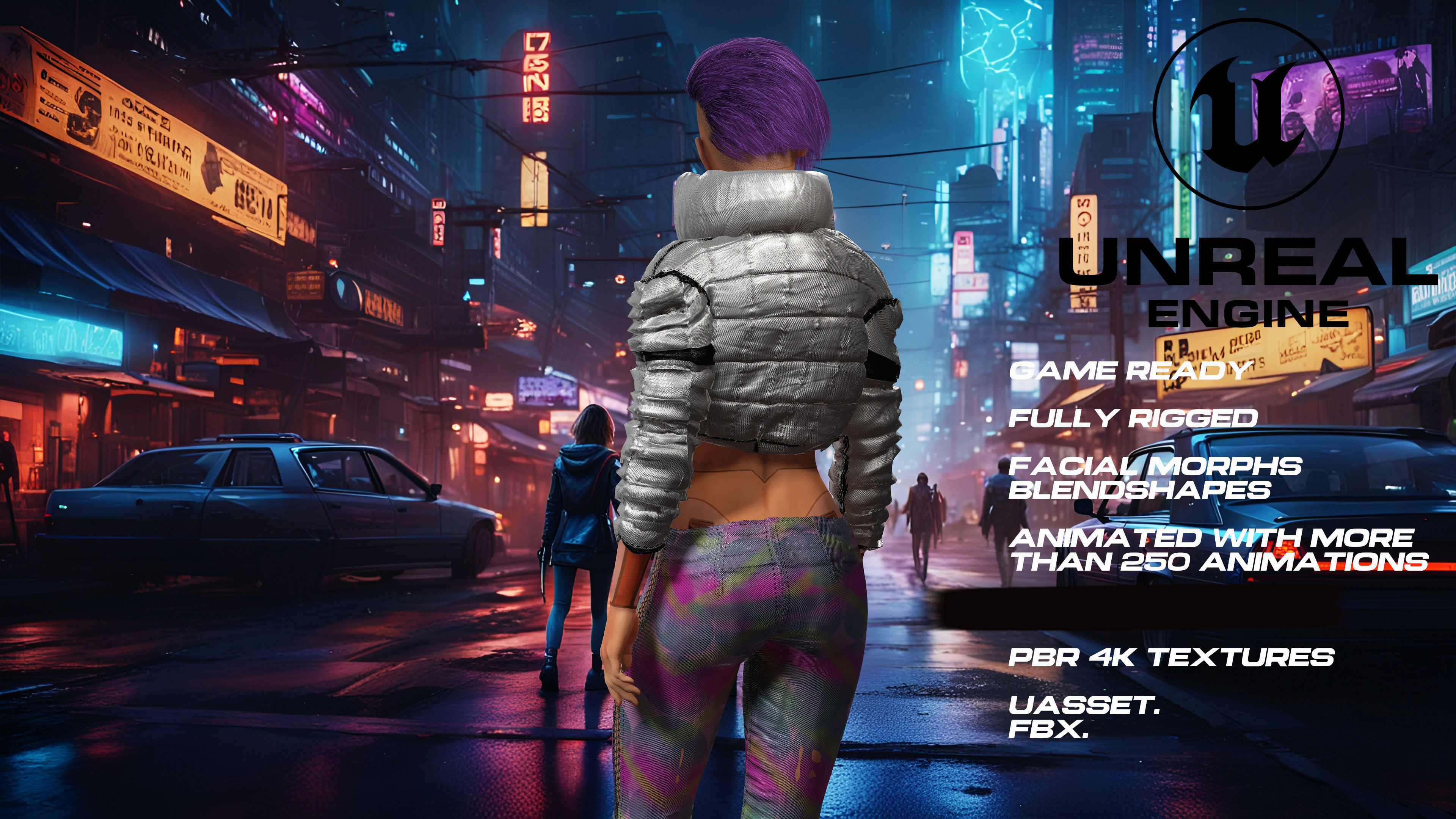 CyberPunk girl full rigged - game ready - animated Low-poly 3D model_6