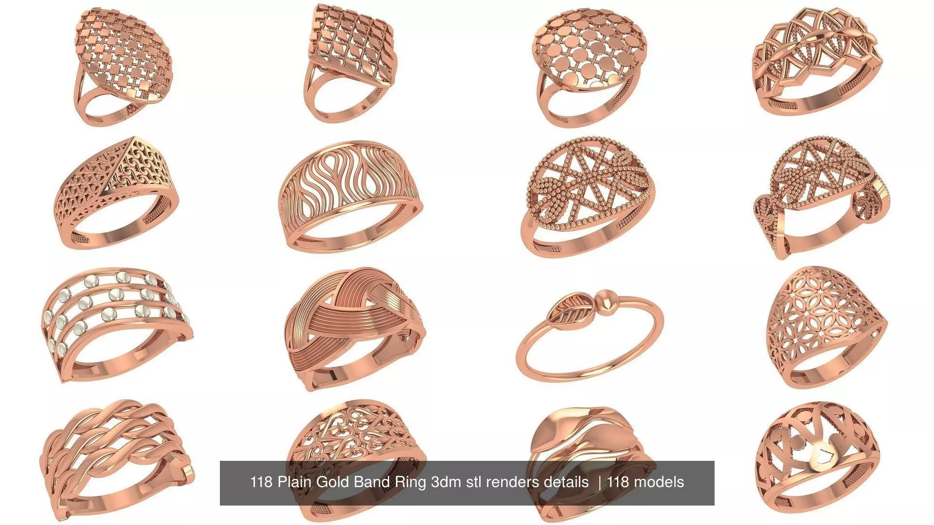 118 Plain Gold Band Ring 3dm stl renders details  3D Model Collection_0