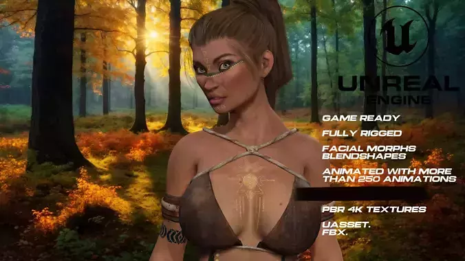 Tribal girl full rigged - game ready - animated 