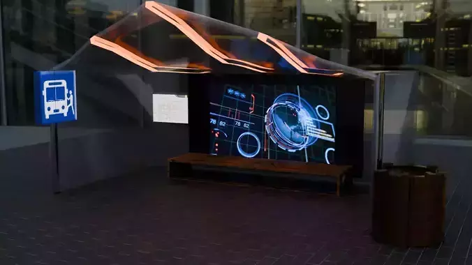3d modeling new modern bus stop 