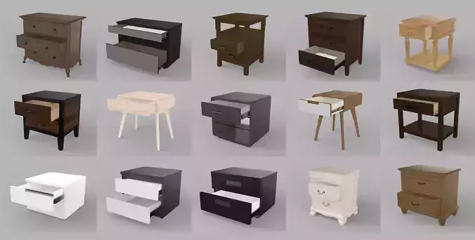 Bedside Tables Collection 3D model