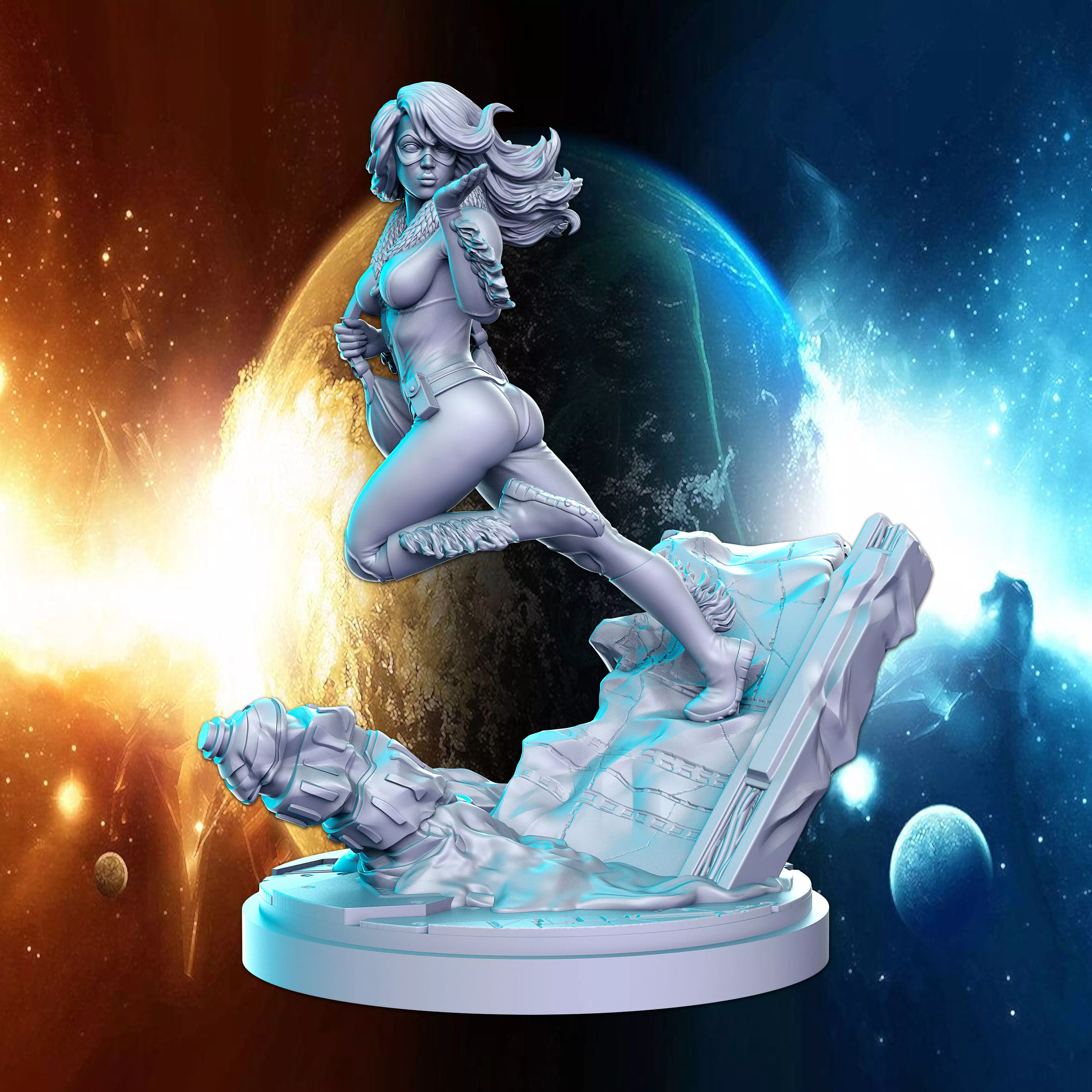 Black Cat Marvel Super Hero 32mm Pre-supported 3D print model_0