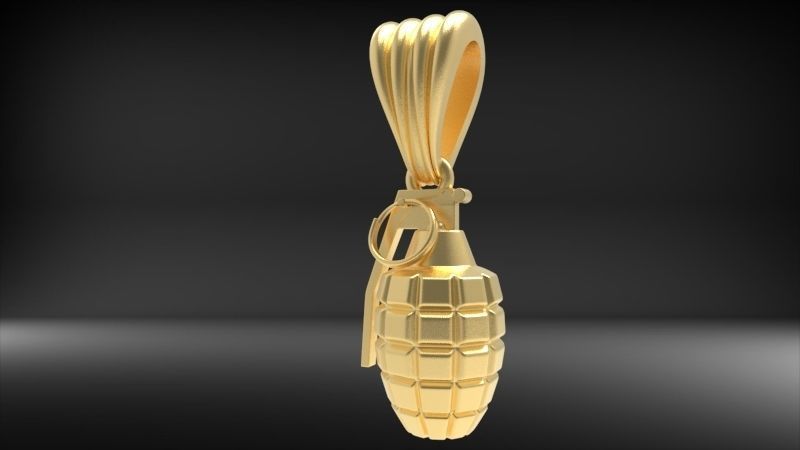 Grenade Pendant Gold Silver Platinum Luxury Jewelry  3D print model_20
