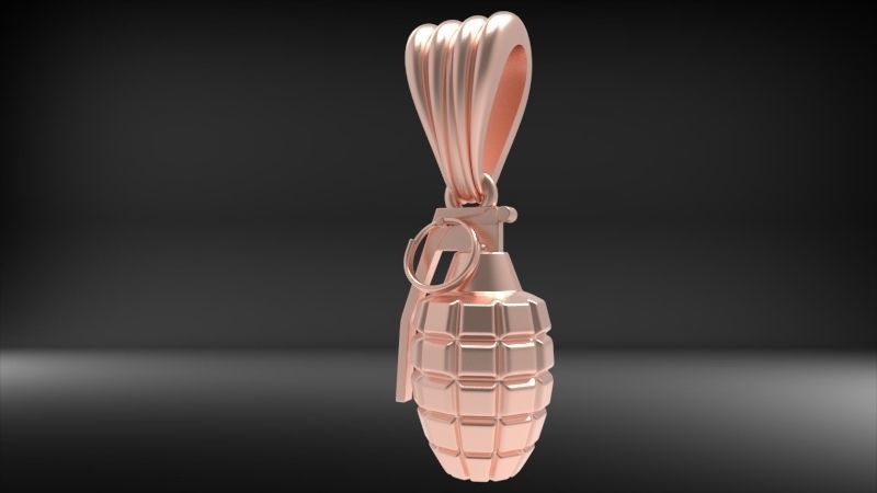 Grenade Pendant Gold Silver Platinum Luxury Jewelry  3D print model_24