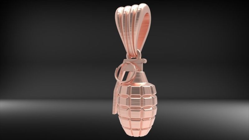 Grenade Pendant Gold Silver Platinum Luxury Jewelry  3D print model_26