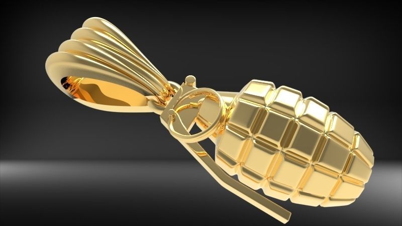 Grenade Pendant Gold Silver Platinum Luxury Jewelry  3D print model_0