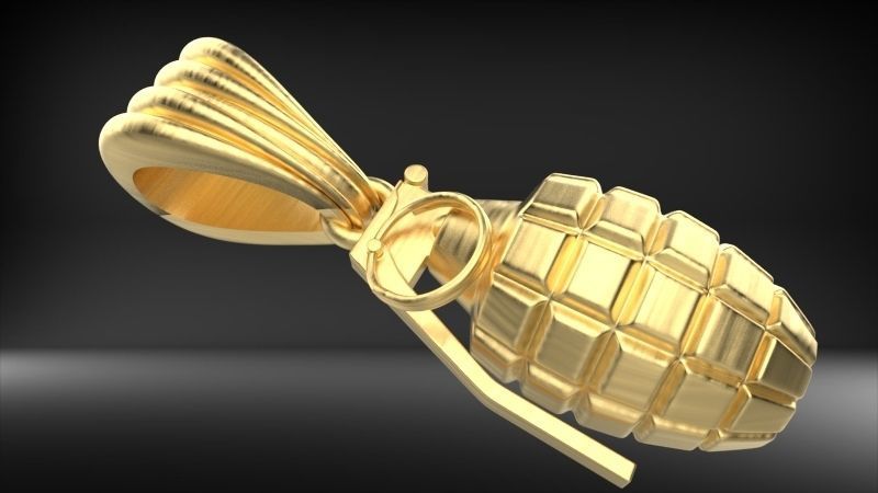 Grenade Pendant Gold Silver Platinum Luxury Jewelry  3D print model_10