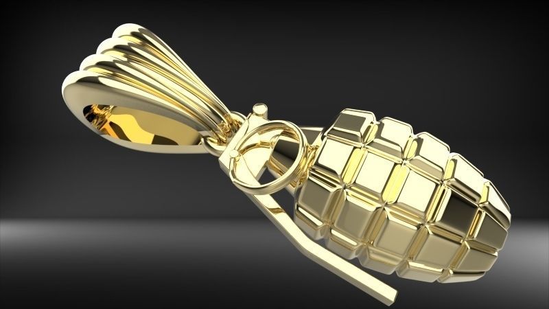 Grenade Pendant Gold Silver Platinum Luxury Jewelry  3D print model_15