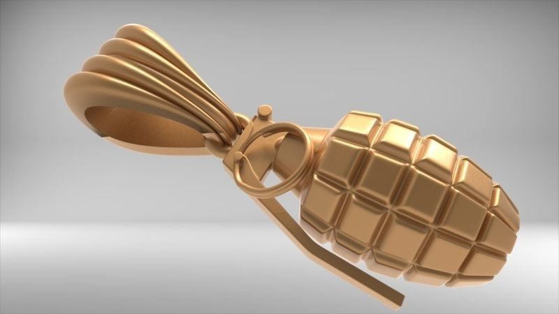 Grenade Pendant Gold Silver Platinum Luxury Jewelry  3D print model_5