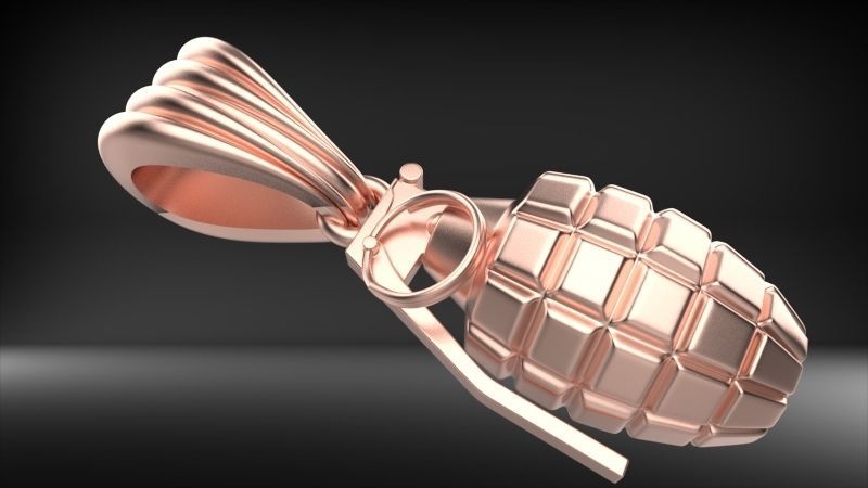 Grenade Pendant Gold Silver Platinum Luxury Jewelry  3D print model_12