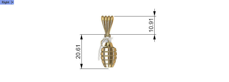 Grenade Pendant Gold Silver Platinum Luxury Jewelry  3D print model_16