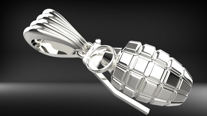 Grenade Pendant Gold Silver Platinum Luxury Jewelry  3D print model_8