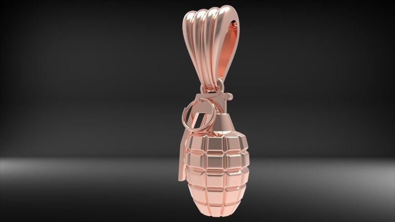 Grenade Pendant Gold Silver Platinum Luxury Jewelry  3D print model_25