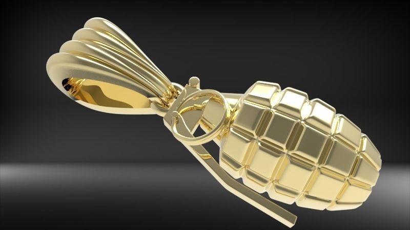 Grenade Pendant Gold Silver Platinum Luxury Jewelry  3D print model_34