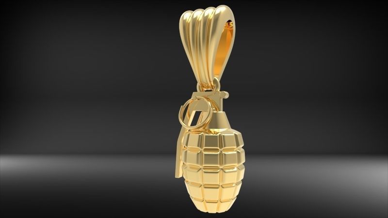 Grenade Pendant Gold Silver Platinum Luxury Jewelry  3D print model_21