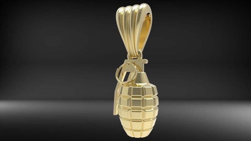Grenade Pendant Gold Silver Platinum Luxury Jewelry  3D print model_27