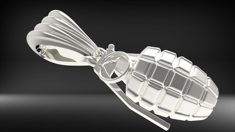 Grenade Pendant Gold Silver Platinum Luxury Jewelry  3D print model_7