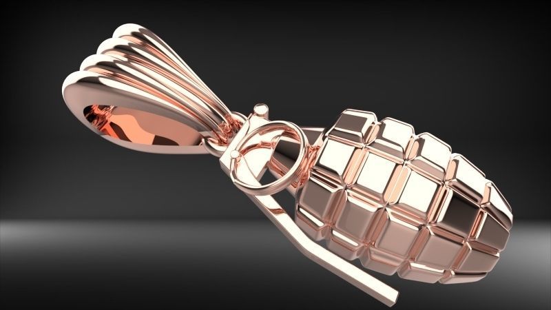 Grenade Pendant Gold Silver Platinum Luxury Jewelry  3D print model_13