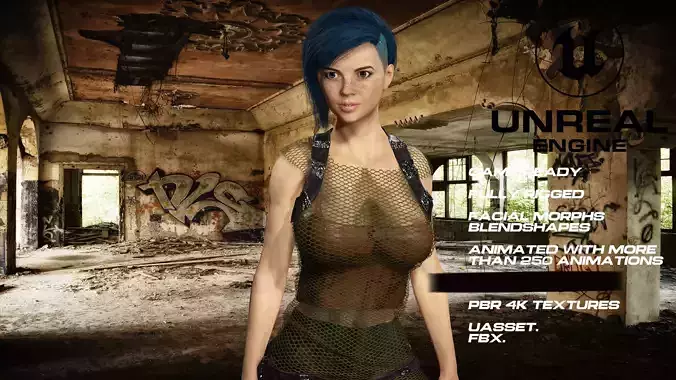 Zombie Hunter girl full rigged - game ready - animated