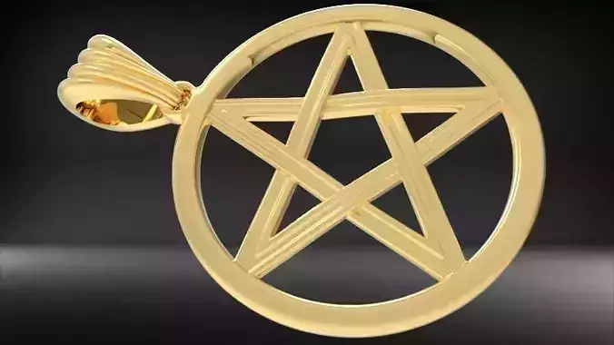 Pentagram Wiccan Star In A Circle Pendant Necklace Charm Jewelry 3D print model