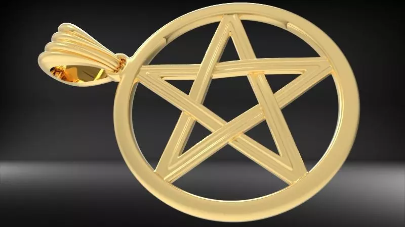 Pentagram Wiccan Star In A Circle Pendant Necklace Charm Jewelry 3D print model_0